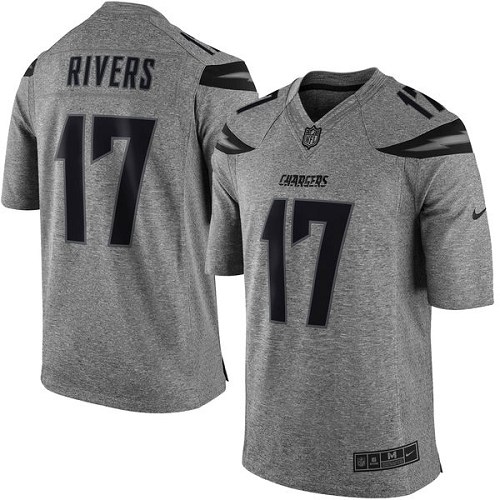 Men's Limited Philip Rivers Nike Jersey Gray - #17 Gridiron NFL Los Angeles Chargers